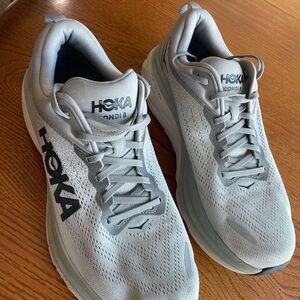 Hoka One One Bondi 8 Men's Light Gray Athletic Shoes Size 12.5D
